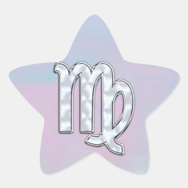 Virgo Zodiac Sign on Pastels Nacre Style Print Star Sticker (Front)