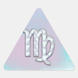 Virgo Zodiac Sign on Pastels Nacre Style Print Triangle Sticker