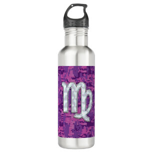 Virgo Zodiac Sign on Pink Digital Camouglage 710 Ml Water Bottle