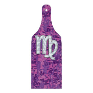 Virgo Zodiac Sign on Pink Fuchsia Digital Camo Cutting Board