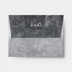 Virgo Zodiac Sign Silver Grunge Distressed Style Envelope