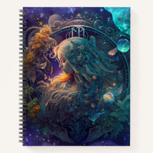 Virgo Zodiac Sign Watercolor Design Notebook