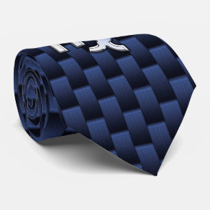 Virgo Zodiac Silver Sign Blue Carbon Fibre Print Tie