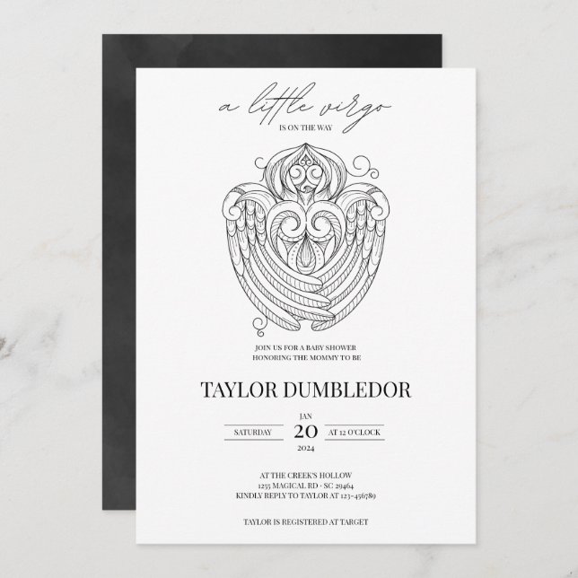 Virgo Zodiac Star Sign Astrology Baby Shower Invitation (Front/Back)