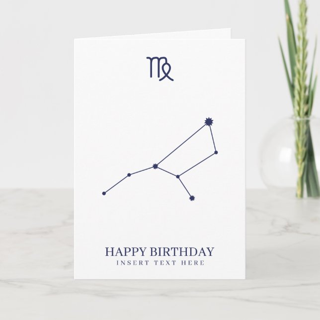 Virgo Zodiac Star Sign Custom Birthday Card (Front)