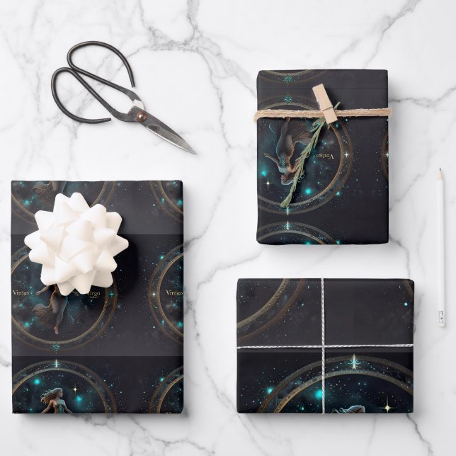 Virgo Zodiac Star symbol Wrapping Paper Sheets (Front)