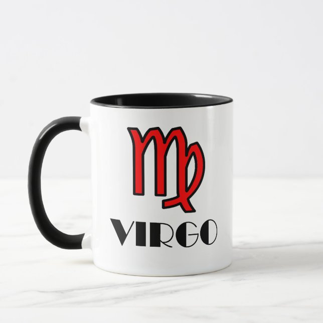 Virgo Zodiac Symbol Designer Mug In Red (Left)