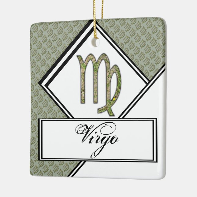 Virgo Zodiac Symbol Element by Kenneth Yoncich Ceramic Tree Decoration (Left)