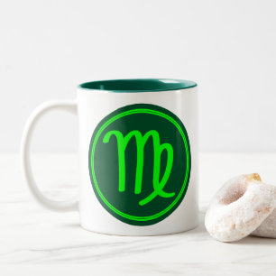 Virgo Zodiac Symbol Green Mix Two-Tone Coffee Mug