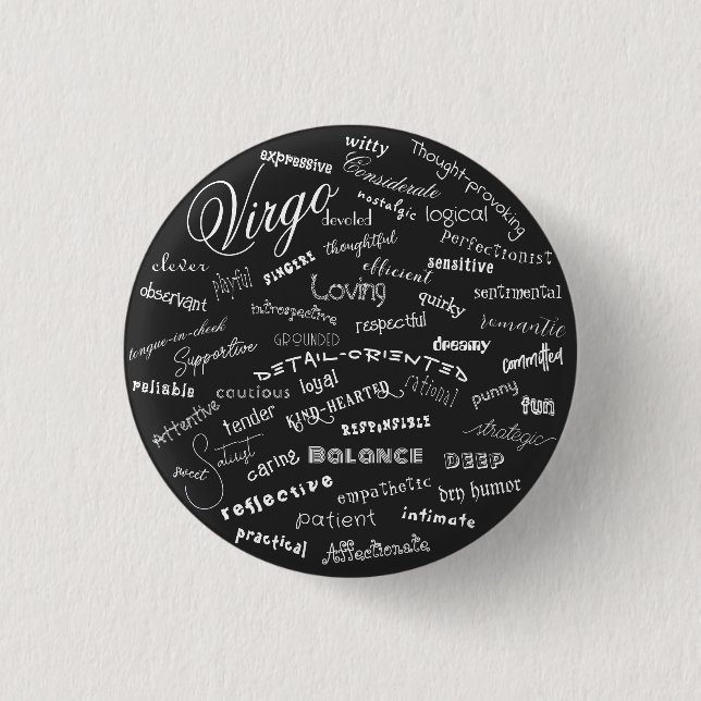 Virgo Zodiac Traits Star Constellation Text 3 Cm Round Badge (Front)