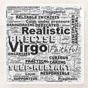 Virgo Zodiac Word Cloud Inspiration  Glass Coaster
