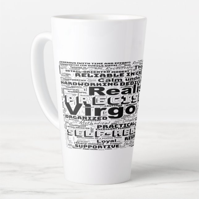 Virgo Zodiac Word Cloud Inspiration  Latte Mug (Left Angle)