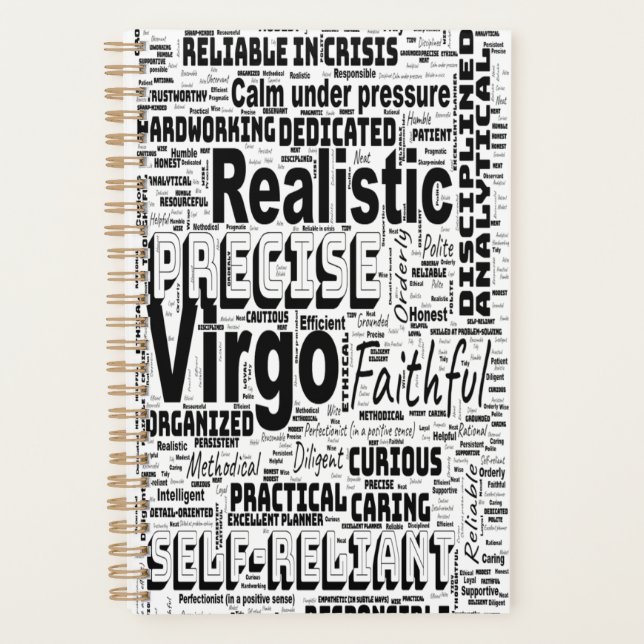 Virgo Zodiac Word Cloud Inspiration Planner (Front)