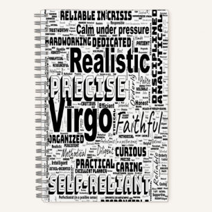 Virgo Zodiac Word Cloud Inspiration Spiral Notebook