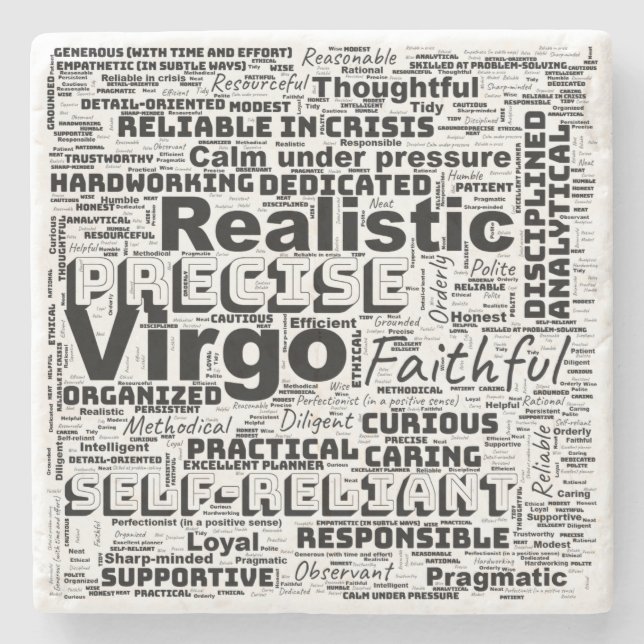 Virgo Zodiac Word Cloud Inspiration  Stone Coaster (Front)