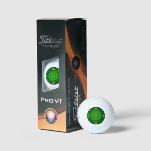 Viridescent Green Kaleidoscope, Golf Balls