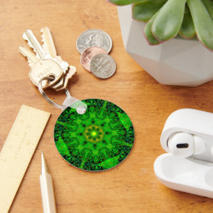 Viridescent Green Kaleidoscope, Key Ring