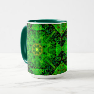 Viridescent Green Kaleidoscope, Mug