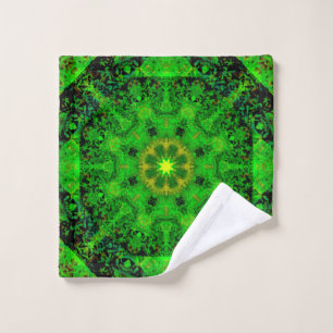 Viridescent Green Kaleidoscope, Wash Cloth