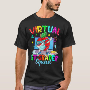 Virtual 1st Grade Squad Apple Mask Back To School  T-Shirt