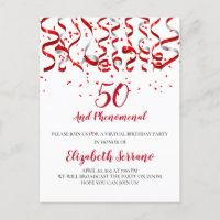 Virtual 50th Birthday Party Red Streamers