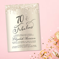 Virtual 70th Birthday Party Gold Glitter