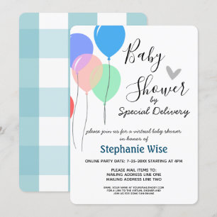 Virtual Baby Shower by Mail Balloons Invitation