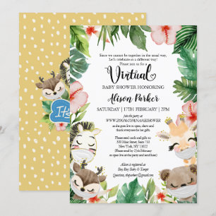 Virtual Baby Shower for BOY   Safari Friends Invitation