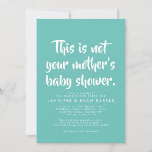 Virtual baby shower invitation in teal
