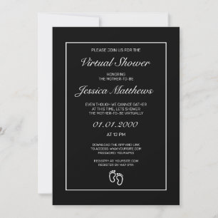 Virtual Baby Shower Modern Minimalist Black White Invitation