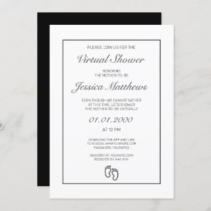 Virtual Baby Shower Modern Minimalist White Party Invitation