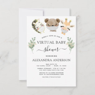 Virtual Baby Shower Woodland Eucalyptus Greenery Invitation