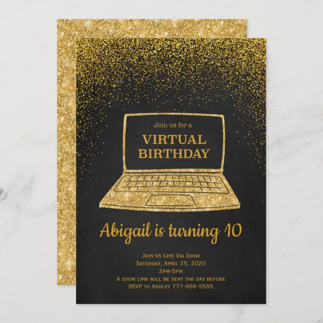 Virtual Birthday Invitation, social Distance Invitation (Front/Back)