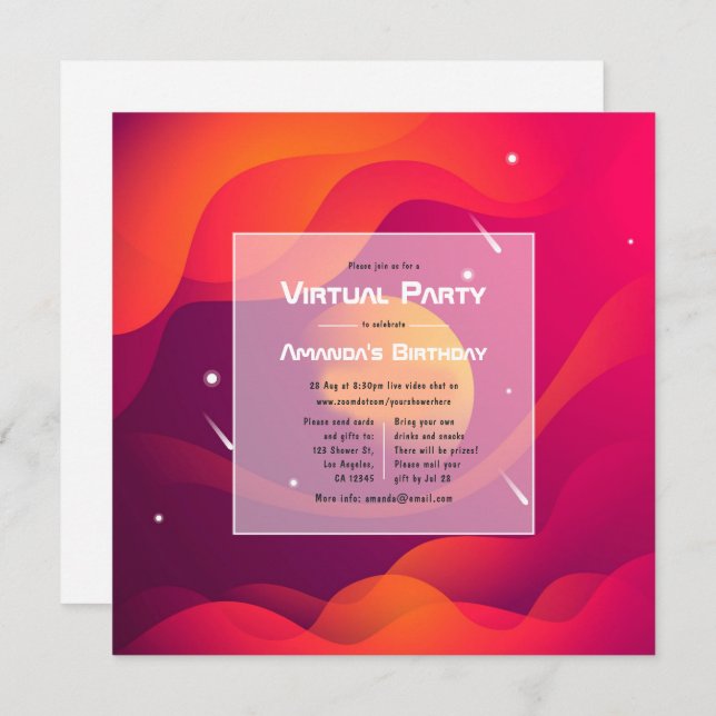 Virtual Birthday Party Invitation (Front/Back)