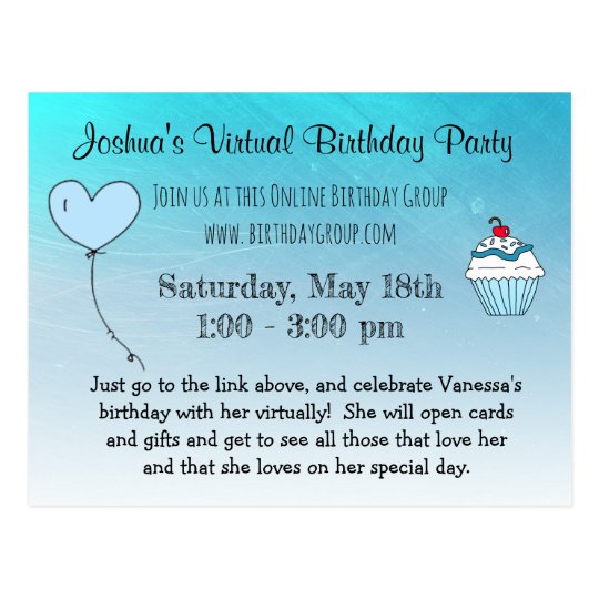 Virtual Birthday Party invitation Postcard