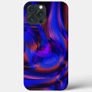 Virtual blue curved checkers in floating illusion iPhone 13 pro max case
