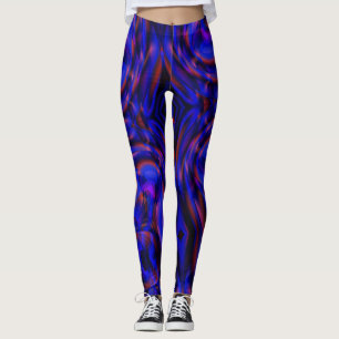 Virtual blue curved checkers in floating illusion leggings