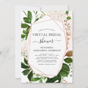 Virtual Bridal Shower Greenery Rose Gold Geometric Invitation