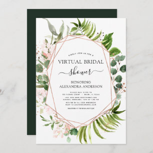 Virtual Bridal Shower Greenery Rose Gold Invitation