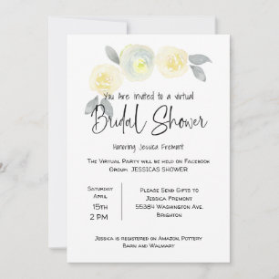 Virtual Bridal Wedding Shower Facebook Yellow Grey Announcement