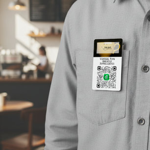 Virtual Cashless Tipping QR Code Badge ID Badge