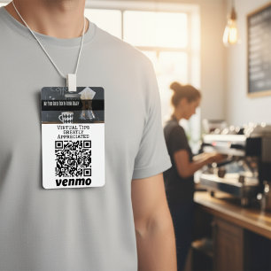 Virtual Cashless Tipping QR Code Badge ID Badge