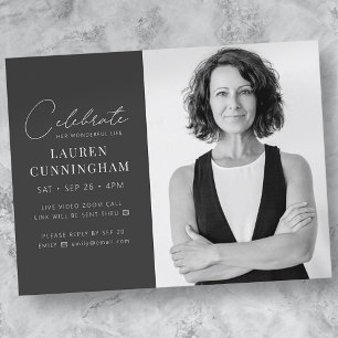 Virtual Celebrate Her Life Modern Simple Photo Invitation Postcard