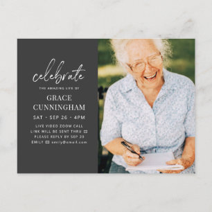 Virtual Celebrate the Amazing Life Modern Photo Invitation Postcard
