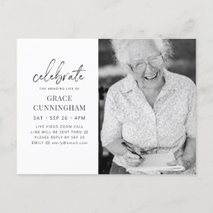 Virtual Celebrate the Amazing Life Modern Photo Invitation Postcard