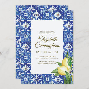 Virtual Celebration of Life Blue Mediterranean Invitation