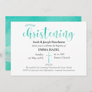Virtual Christening / Baptism new Baby Invitation