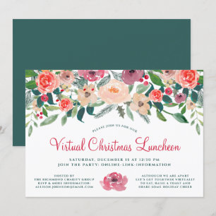 Virtual Christmas Luncheon Winter Florals Invitation