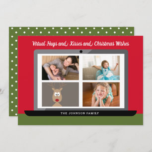 Virtual Christmas Wishes - 3 Photo Meeting Holiday Card
