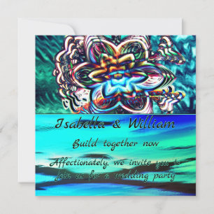 Virtual colourful flower with violet ray  invitation